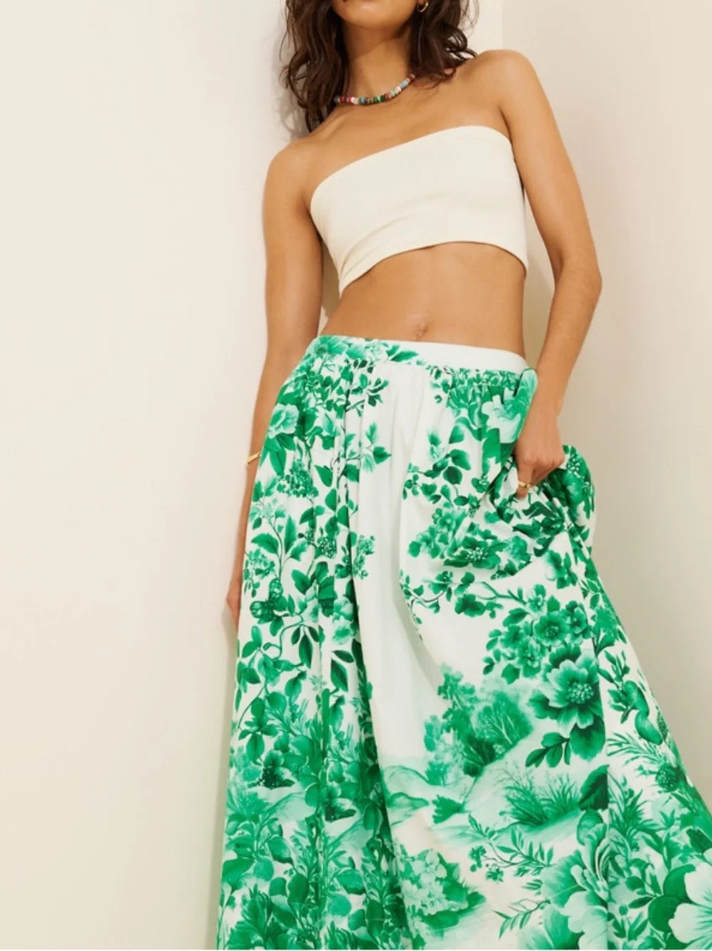 Maeve by Anthropologie The Jacie Poplin Printed Midi Skirt Size M